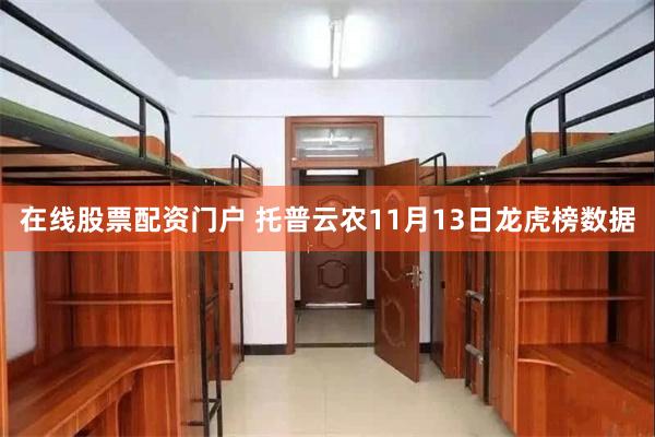在线股票配资门户 托普云农11月13日龙虎榜数据
