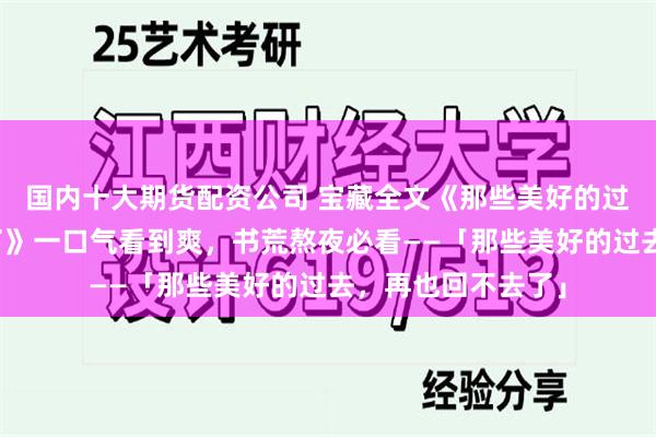 国内十大期货配资公司 宝藏全文《那些美好的过去，再也回不去了》一口气看到爽，书荒熬夜必看——「那些美好的过去，再也回不去了」