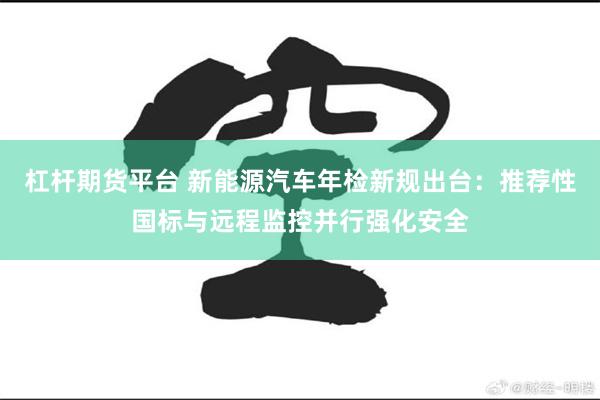 杠杆期货平台 新能源汽车年检新规出台：推荐性国标与远程监控并行强化安全
