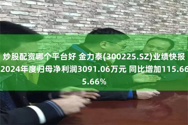 炒股配资哪个平台好 金力泰(300225.SZ)业绩快报：2024年度归母净利润3091.06万元 同比增加115.66%